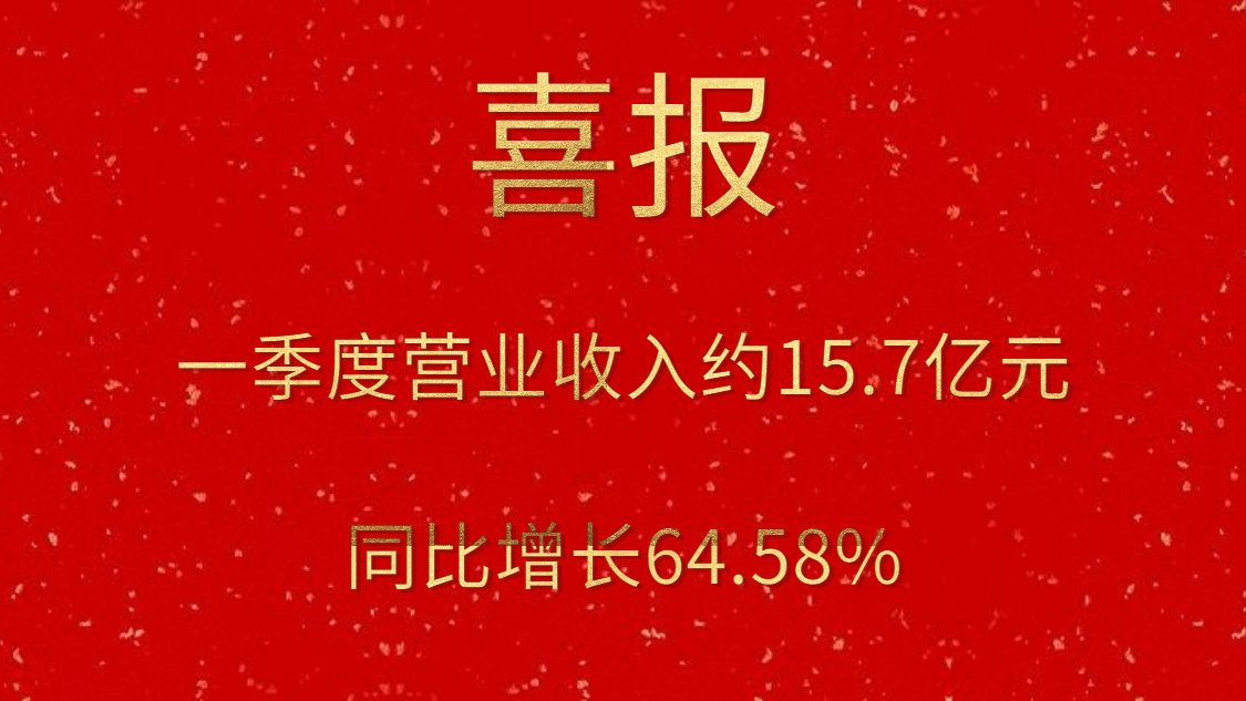 公司一季度实现营业收入约15.7亿元，，，，，，同比增添64.58%
